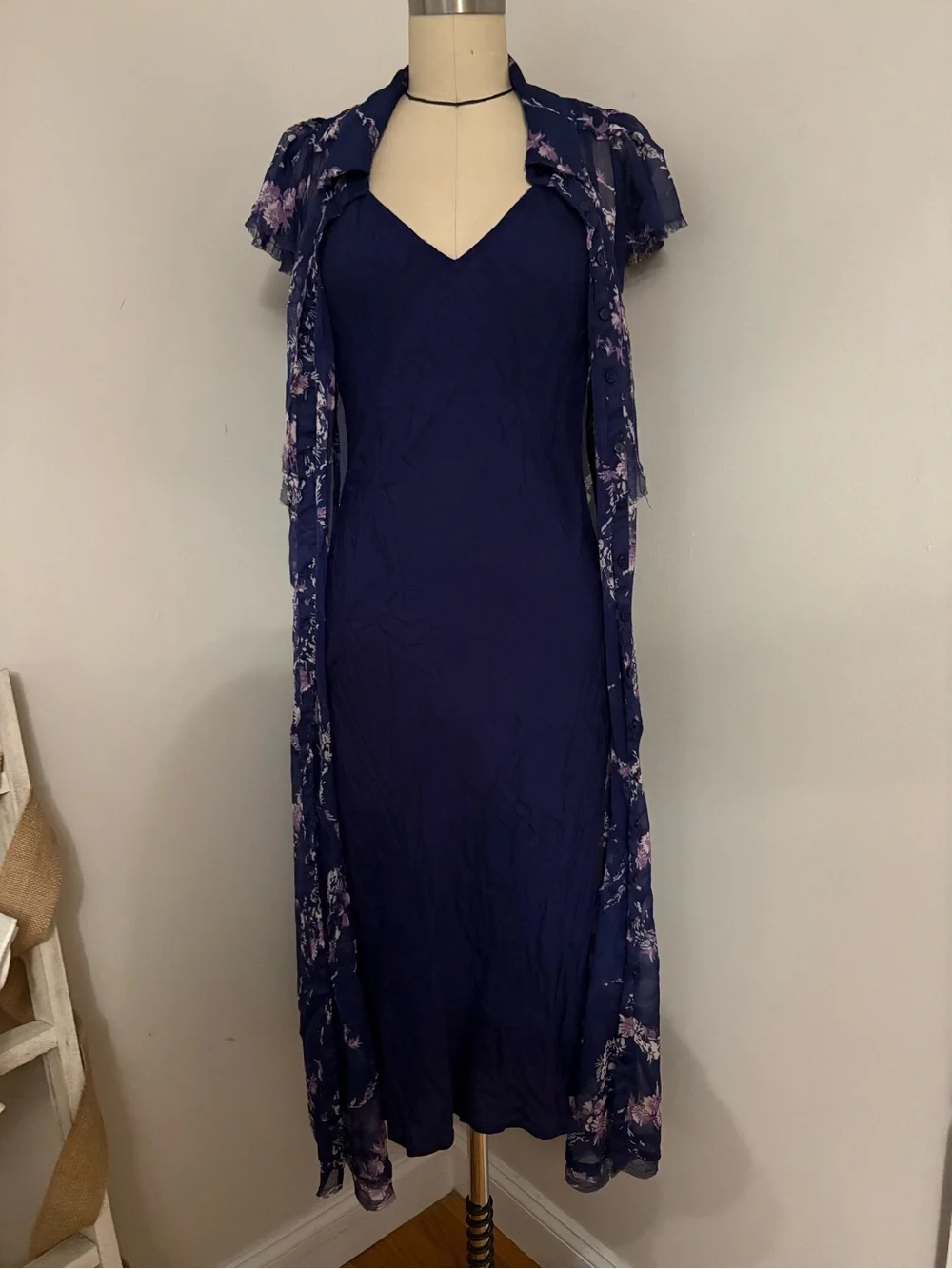 Free People Navy Combo Cannaday Maxi  Dress Size Small